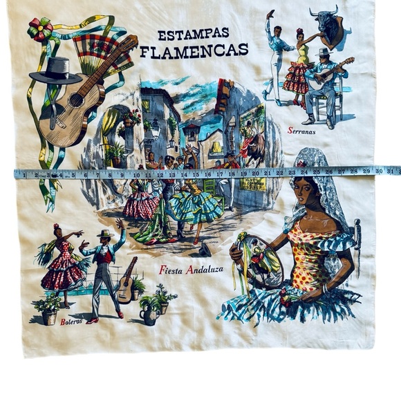 VINTAGE Spanish Flamenca Souvenir Scarf - Picture 5 of 6